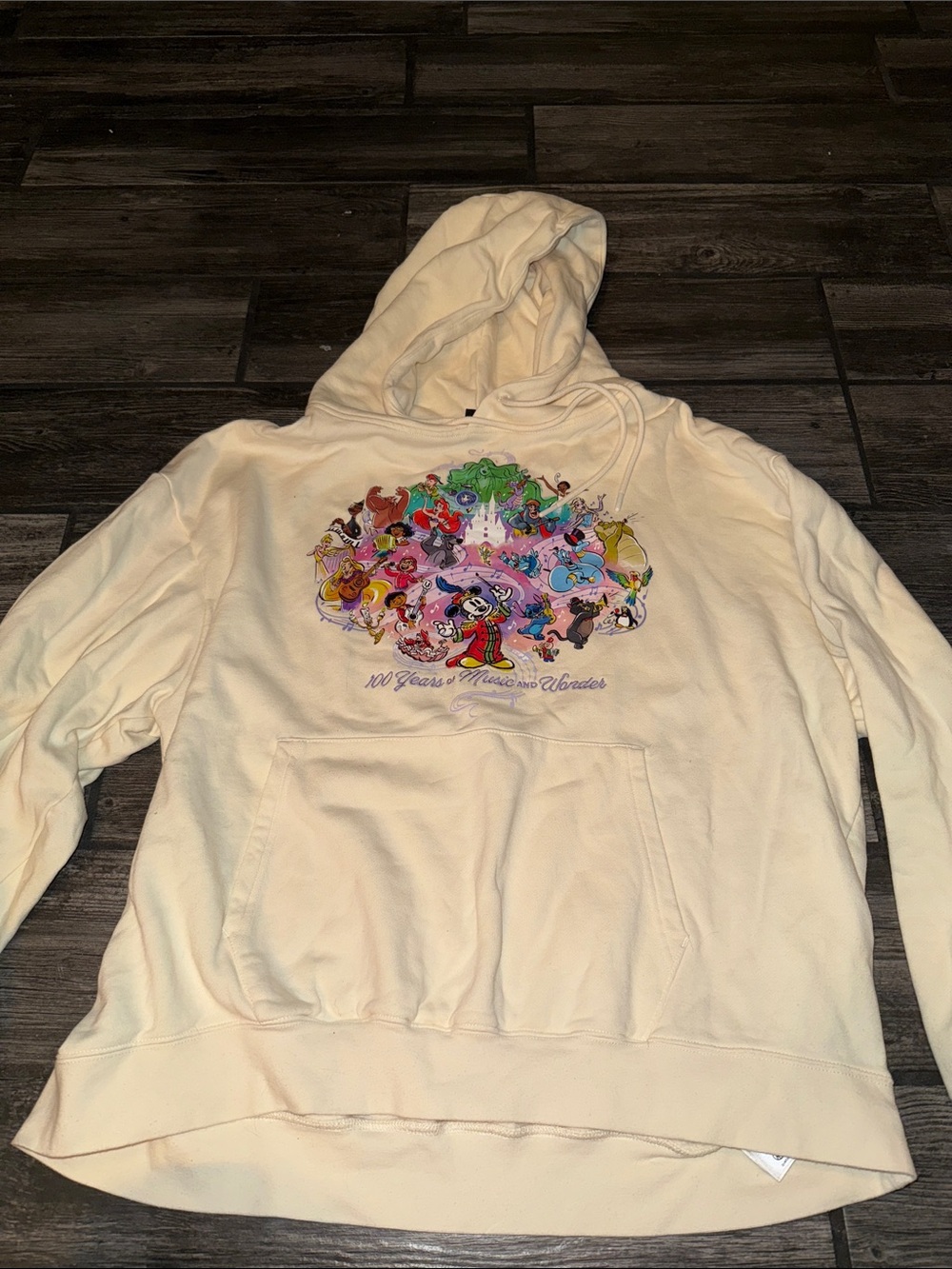 Cream Graphic Hoodie with Character Print